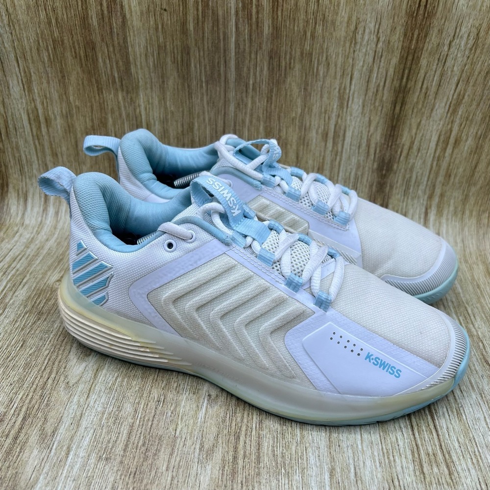 K-Swiss Ultrashot 3 Tennis Shoes Women's Size 9.5 White Light Blue Athletic